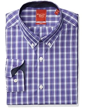 Men's Slim Fit Classic Plaid Dress Shirt