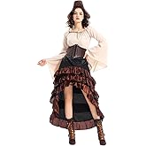 Seasons Women's Pirate Costume, Renaissance Style with Corset, Skirt and Waist Belt, Party Halloween Outfit for Adults