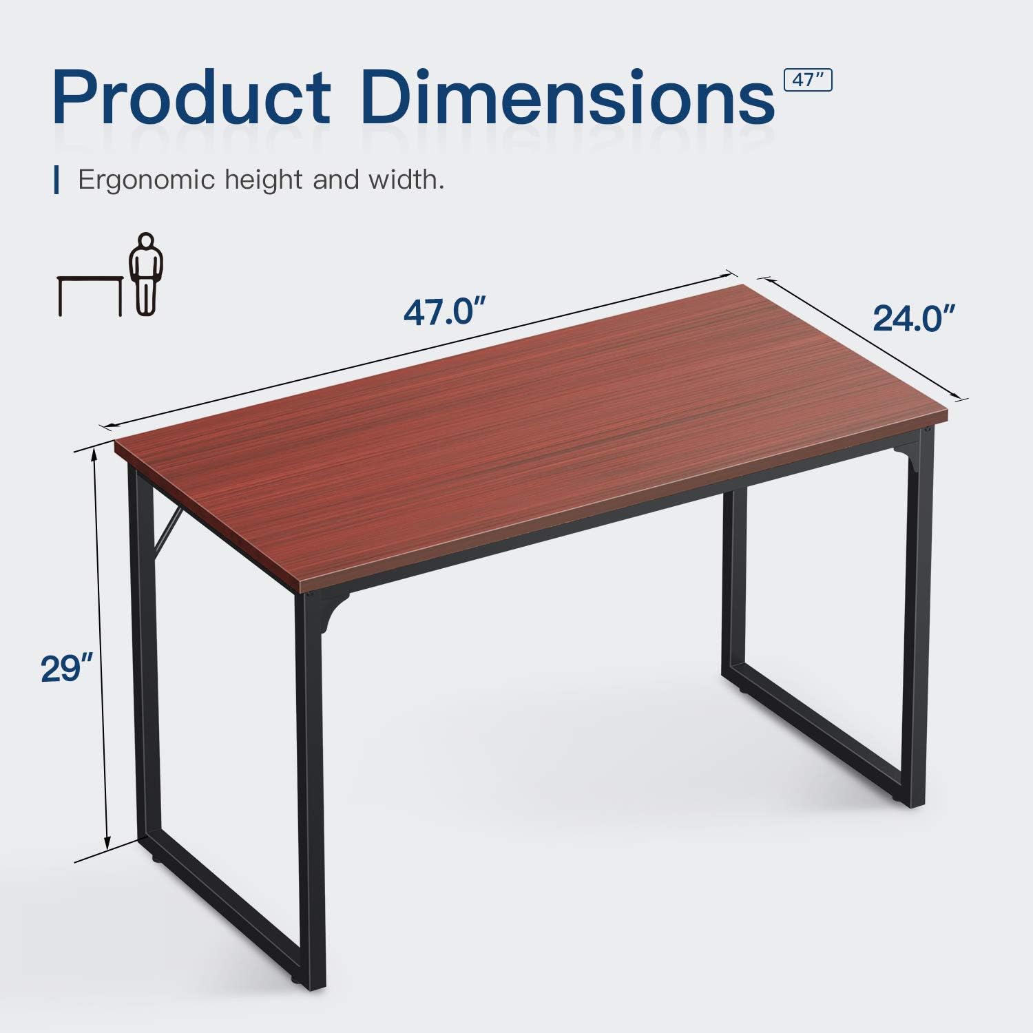 Coleshome Computer Desk 47", Modern Simple Style Desk for Home Office, Sturdy Writing Desk,Teak: Kitchen & Dining