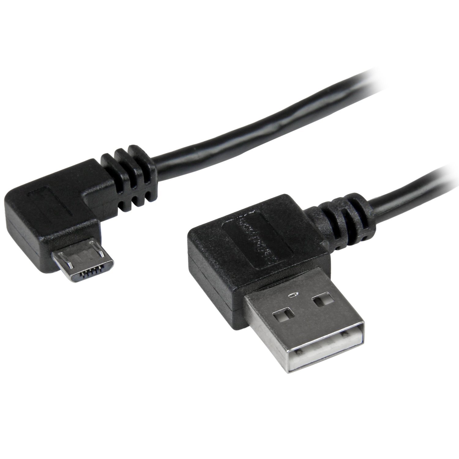 StarTech.com 1m 3 ft Micro-USB Cable with Right-Angled Connectors - M/M - USB A to Micro B Cable - 3ft Right Angle Micro USB Cable (USB2AUB2RA1M), Black