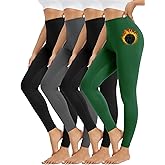 Orrfreer 4 Pack Fleece Lined Leggings Women Thermal Warm Winter Tights High Waisted Yoga Pants Cold Weather Base Layer