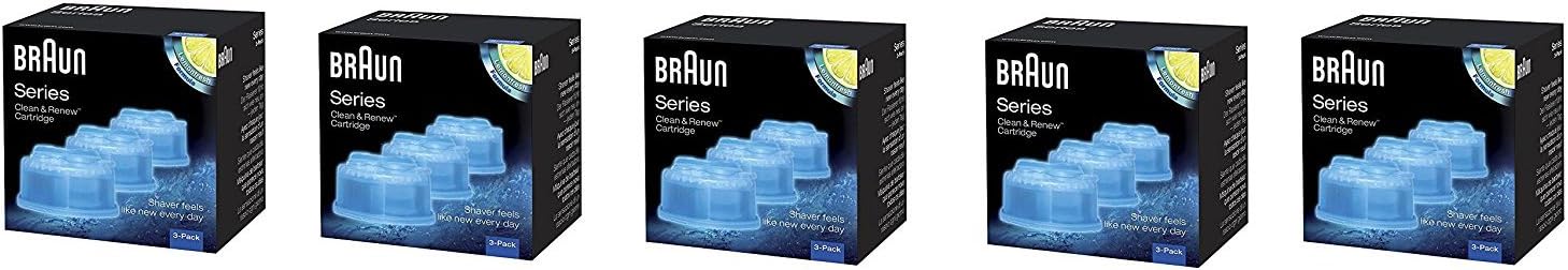 Braun Clean and Renew Cartridge, Refill, Replacement Cleaner, Cleaning Solution CCR (Pack of 15)