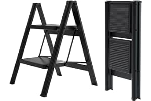 Step Ladder EFFIELER 2 Step Ladder 2 Step Stool Folding Step Stool with Handrails, Sturdy Step Stool for Adult, 500LBS Capacity Sturdy& Portable Ladder for Home Kitchen Library Office