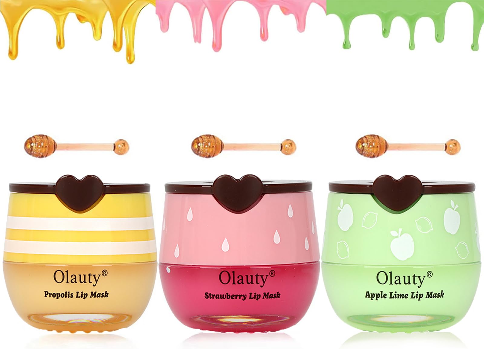 TITIMORE 3Pcs Bee Lip Balm Honey Pot,Apple & Strawberry Lip Mask,Propolis Moisturizing Lip Sleeping Mask Reduces Lip Lines,Hydrating Prevention Dry Cracked Lip Scrubs Exfoliator Honey Lip balm Uk