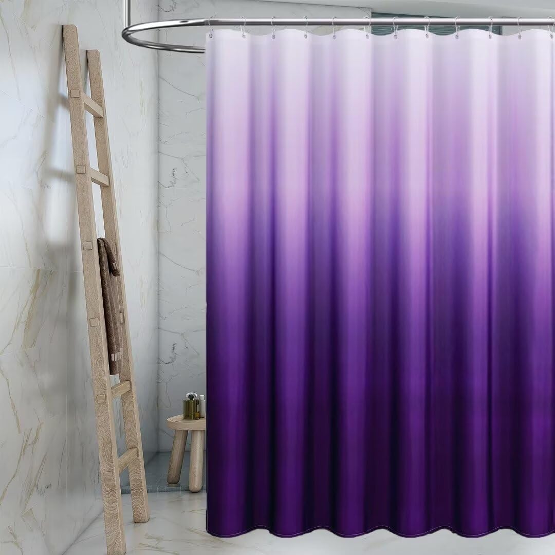 Photo 1 of TIKABC Shower Curtain Liner, Purple Lightweight Shower Curtain Liners, Plastic Shower Curtains, 72x72 inch PEVA Shower Liner with 12 Grommet Holes and Magnetic Weights