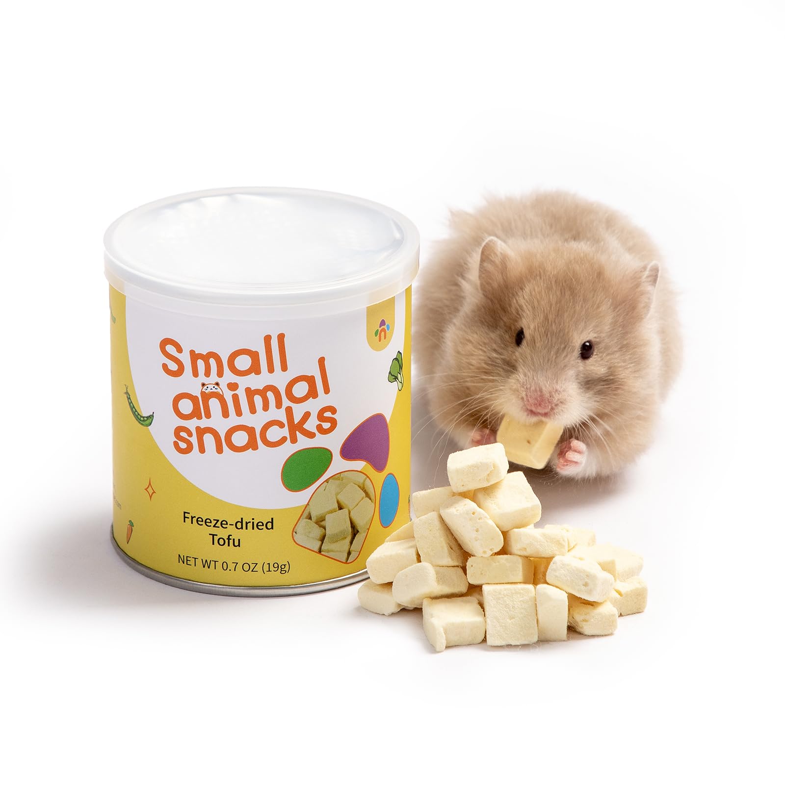 Niteangel Hamster Snack & Treats Toy - Small Animal Natural Treat for Dwarf Syrian Robo Hamsters Gerbils Mice Lemmings Degus or Other Small-Sized Pets (Freeze-dried Tofu 8mm - 0.7oz (19g))