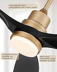 52" Modern Black and Gold Ceiling Fan with Lights