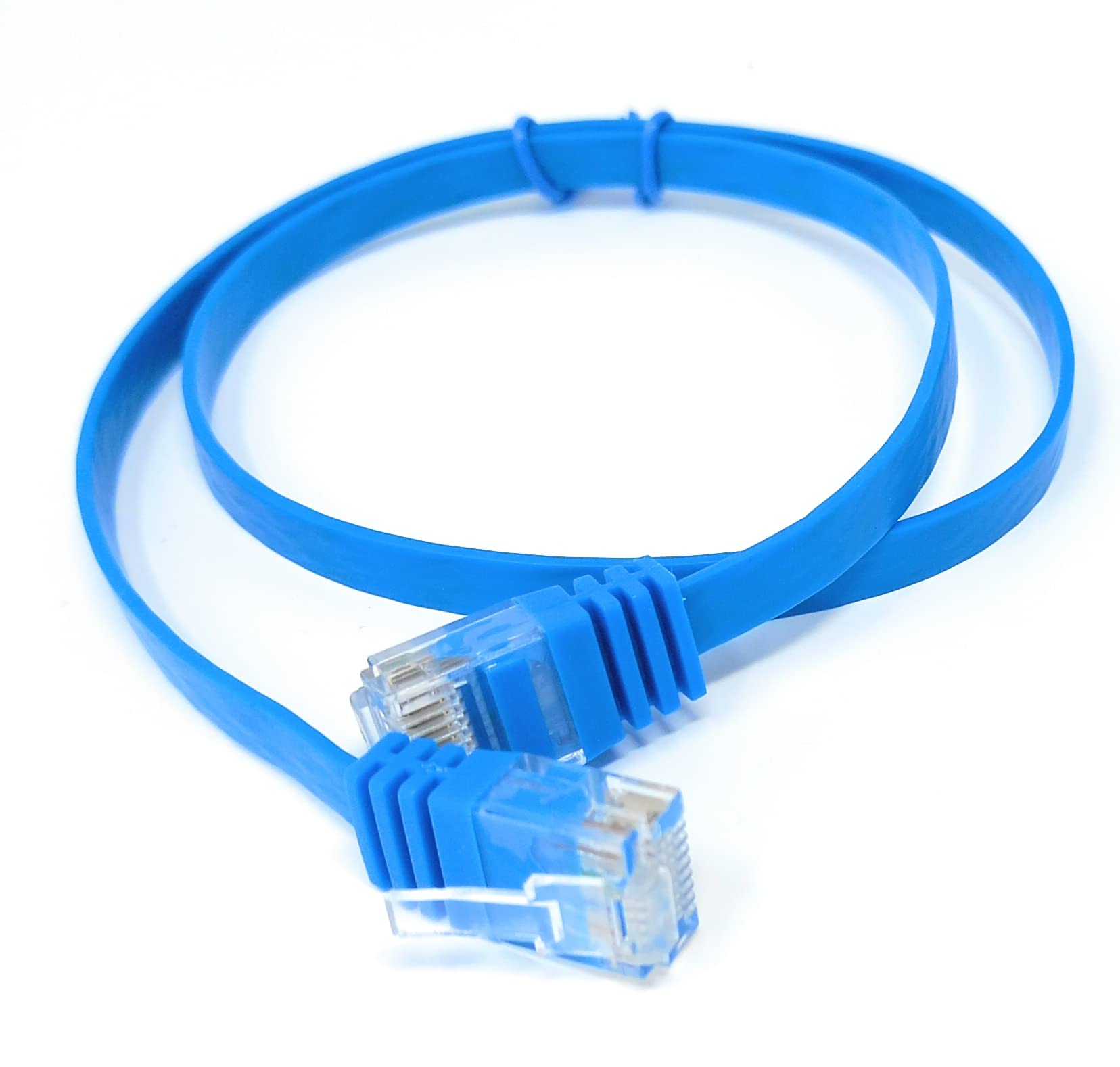 DRUT 50cm short FLAT CAT6 RJ45 Ethernet LAN Patch Cable, Low Profile GIGABIT Full Copper 32AWG, Lead Allows Up to 1000Mbps Speed 1.6ft Blue
