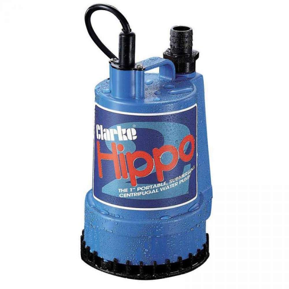 Clarke Hippo 2 (110V) 1" 250W Submersible Water Pump, 85Lpm Flow, 6m Lift, 110V with Thermal Overload Protection