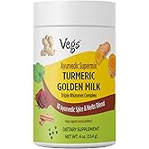 Vegs Turmeric Golden Milk Powder - 10 Ayurvedic Super Spice Mix Golden Milk Latte with Organic Turmeric, Ginger, Rose Petals, Cinnamon, Ashwagandha- Sugar-Free, No Caffeine, Vegan, Non-GMO - 4 oz