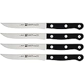 Zwilling Twin Gourmet Steak Knives Set of 4, Friodur Ice Hardened Blades | Ultra-Sharp Steak Knife Set Effortlessly Slice Through Meats with Ergonomic Comfortable Handle, Dishwasher Safe