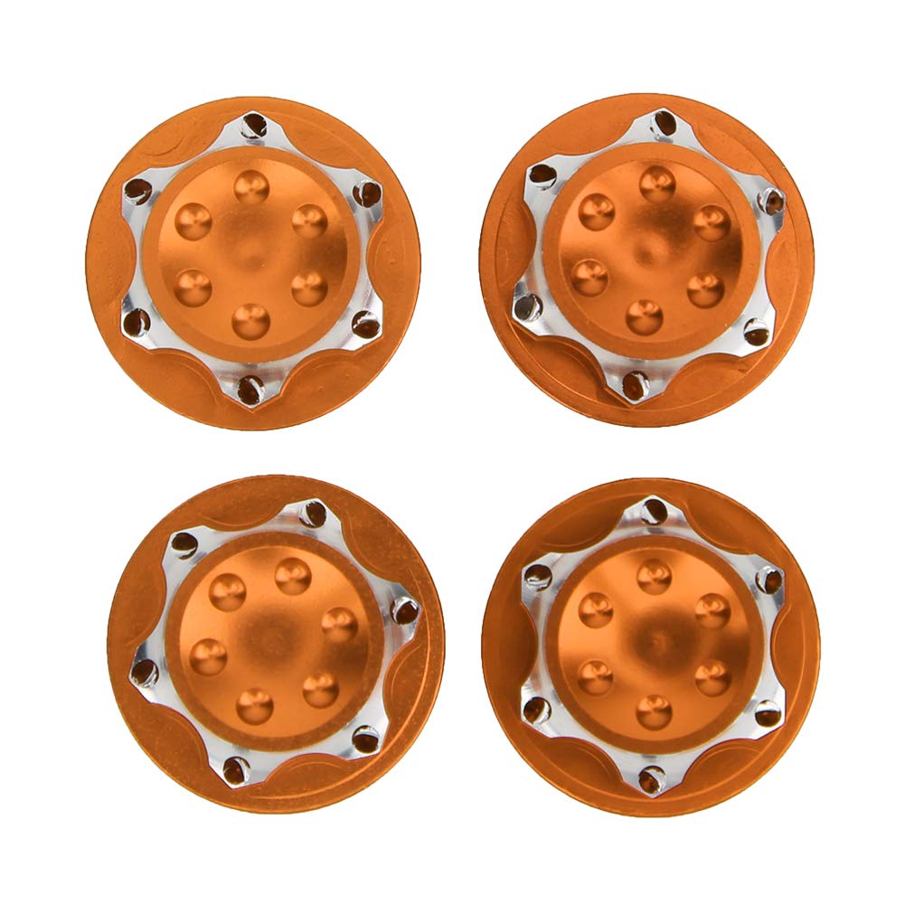 Tbest RC Hub Nut, 17mm 4Pcs Aluminium Alloy Dust-proof Hub Nut Wheel Accessory for 1/8 RC Car Model(orange) Model Toy