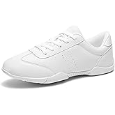 LANDHIKER Girls Cheer Shoes White Cheerleading Shoes Dance Athletic Training Tennis Breathable Youth Dancing Lightweight Competition Comfortable Cheer Sneakers