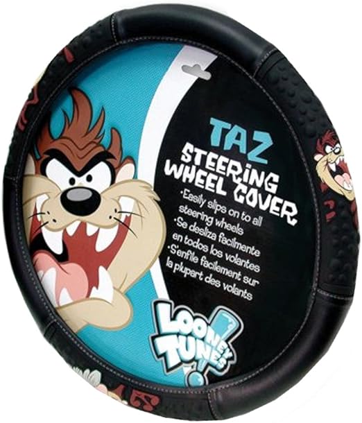 Amazon Com Taz Tasmanian Devil With Attitude Warner Bros Cartoon Character Vehicle Car Truck Suv Auto Universal Fit Steering Wheel Cover Automotive