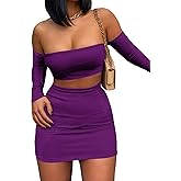 Women's Summer Two-Piece Skirt Sets Sexy Off Shoulders Top Y2K Going Out Short T-Shirt Sets Mini Dress Outfits D293