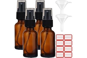 1 OZ(30ml) Amber Glass Spray Bottle, 4 Pack Refillable Spray Containe, Small Essential Spray Bottle for Essential Oil, Hair c