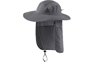 Home Prefer UPF 50+ Mens Wide Brim Fishing Hat with Neck Flap Sun Hat for Men Women Sun Protection Cap