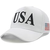 LIRUHOXA USA Trucker Hats for Men &amp; Women, Embroidered American Flag Hat