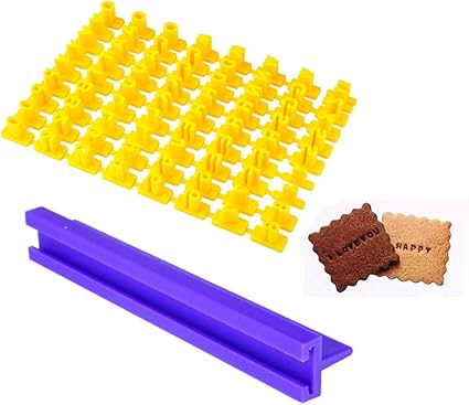 Amazon クッキーカッタースタンプ かわいいアルファベット文字 数字 ビスケット フォンダン クッキー スタンプ エンボッサー カッター ケーキ型 デコレーション ツールセット Free Size イエロー Davevy クッキー型