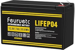 Feuruetc 12V 7Ah Lithium LiFePO4 Battery - Direct Replacement for 6FM7 SLA Battery, 2000+ Cycles, Lightweight, Built-in BMS, Ideal for Solar Systems, Ride-on Toys, and Home Alarms