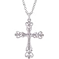 Alilang Womens Black Silver Clear Crystal Rhinestones Celtic Holy Cross Pendant Necklace