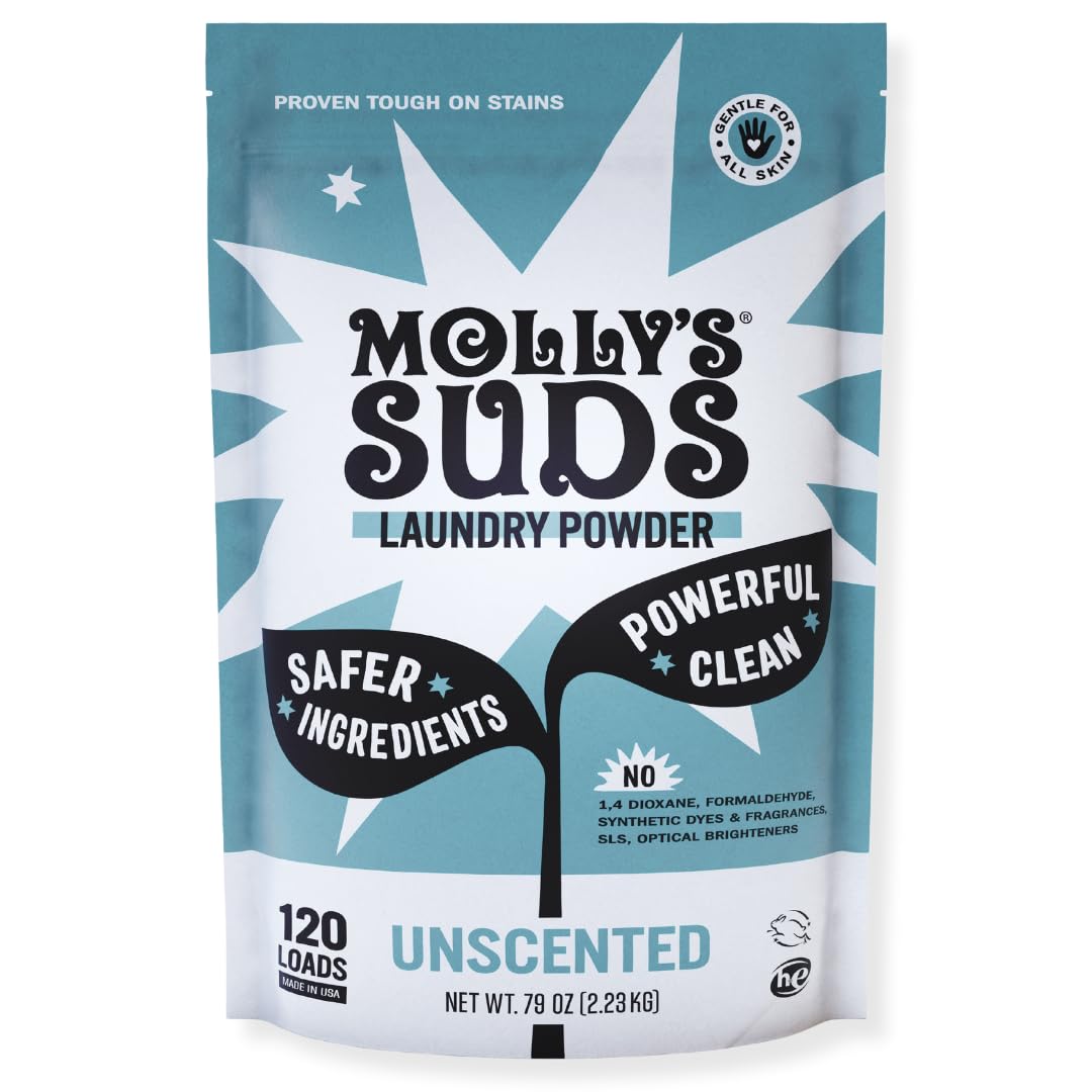 Photo 1 of Molly's Suds Original Laundry Detergent Powder | Clean Laundry Detergent Powder for Sensitive Skin | Simple, Effective Ingredients, Stain Fighting | 120 Loads (Unscented)