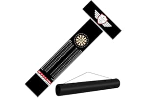 Enjoyard Darts Floor Mat - T-Shaped Dart Mat with Checkout Line & Heavy Duty Rubber Mat - Black
