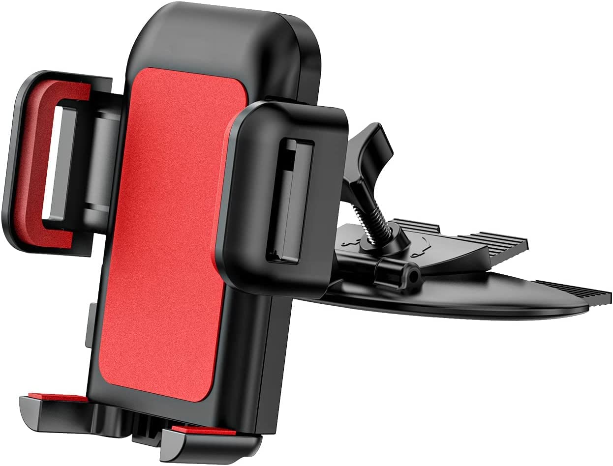 VSSMSSA Cell Phone Holder for Car, CD Slot Mount, One-Handed Operation, Compatible with iPhone14 13 12 Mini 11 Pro XR XS MAX Galaxy S20 S20+ S10 Red