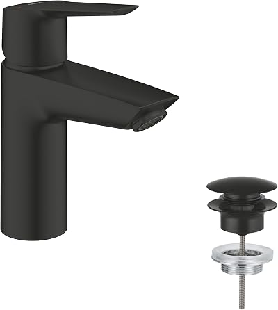 GROHE Start Basin Mixer Tap Matt Black with Push-Open Waste 28mm Ceramic