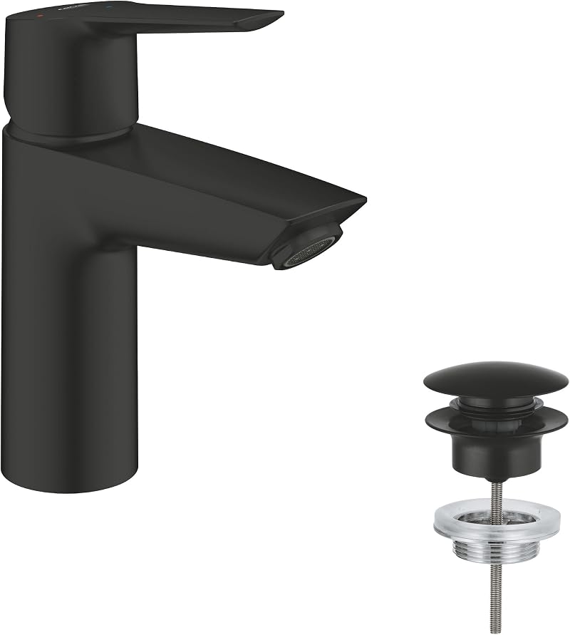 GROHE Start Basin Mixer Tap Matt Black with Push-Open Waste 28mm Ceramic