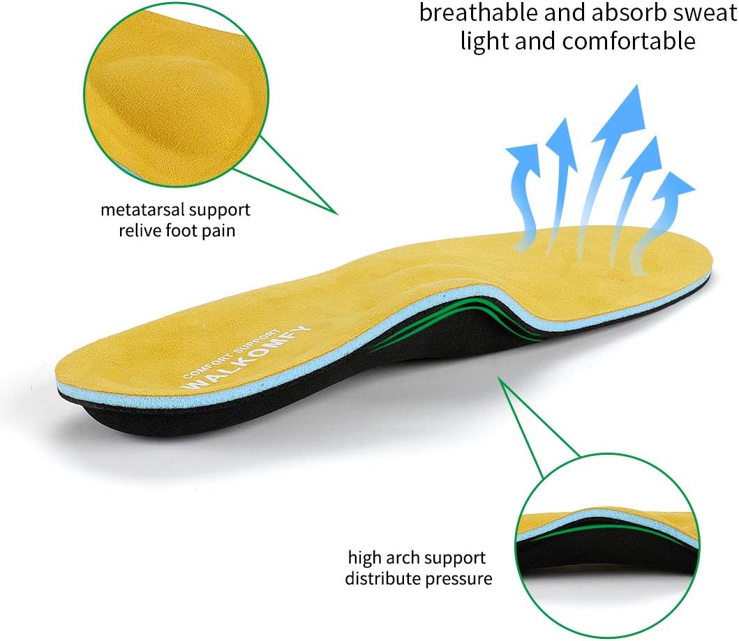 Walkomfy Full Length Orthotic Inserts Arch Support Insole, Insert for Flat Feet,Plantar Fasciitis,Feet Pain,Insoles for Men & Women (Mens 6-6 1/2 | Womens 8-8 1/2): Health & Personal Care