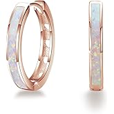 CUOKA MIRACLE 925 Sterling Silver Opal Hoop Earrings for Women - Opal Hinged Huggie Hoops, Hypoallergenic Small Hoop Earrings for Sensitive Ears, Dainty Everyday Jewelry Birthday Christmas Gift