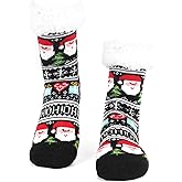LOMIMOS Christmas Thick Slipper Sock For Women, Xmas Fuzzy Non Slip Socks Comfy Fluffy Warm For Christmas Winter Home Holiday Hostess Gifts
