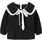Mud Kingdom Girls Blouse Shirts Spring Fall Long Sleeve Button-Down Top Ruffle Collar