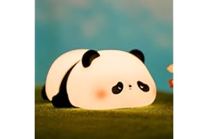 VTIGER Panda Night Light, LED Squishy Cute Lamp, Night Light for Kids, Silicone Panda Light, Dimmable Girls Baby Bedroom Nightlight, Rechargeable Touch Lamp for Breastfeeding Nursery Decor