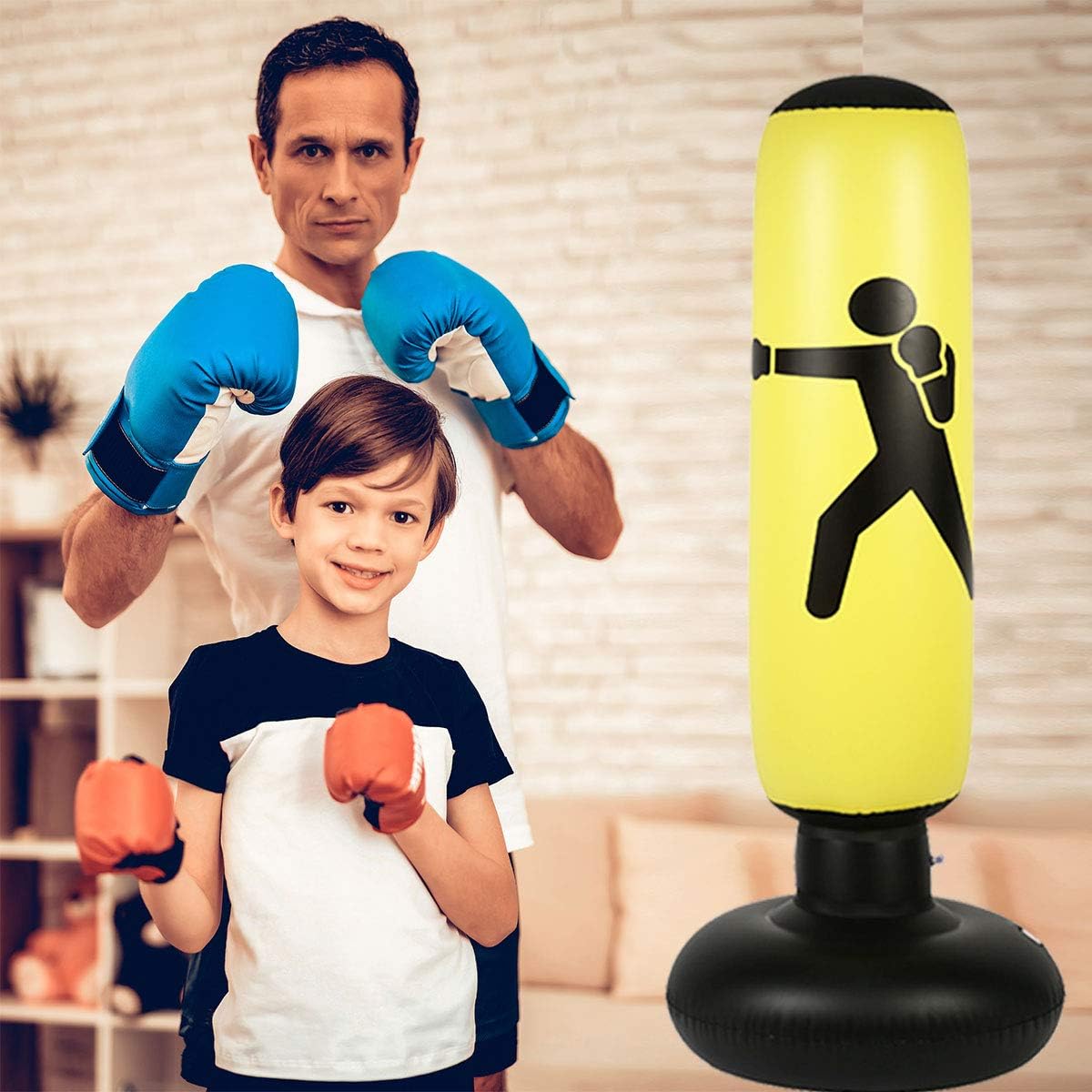 C CRYSTAL LEMON Fitness Punching Bag for Kids, Heavy Punching Bag Inflatable Punching Tower Bag Freestanding Children Fitness Play Adults De-Stress Boxing Target Bag Over 5ft : Sports & Outdoors