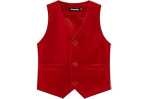 Spring&Gege Boys Girls Velvet Suit Vest Formal Dress Waistcoat with Pockets, Size 4-12 Years