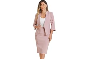 Allegra K Business Skirt Suit Set for Women's 2 Piece Office Work Outfit Collarless Blazer Pencil Skirt