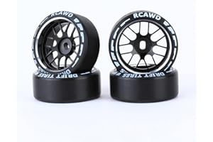 RCAWD Drift Wheel Tire Set for 1/28 Mini-Z AWD AMZ Mini-Q AMR GLA DRZ Mini-D IW04M Wltoys XRX BZ IW05 IW06 Upgrades,No More Glue Parts 27mm Diam Black
