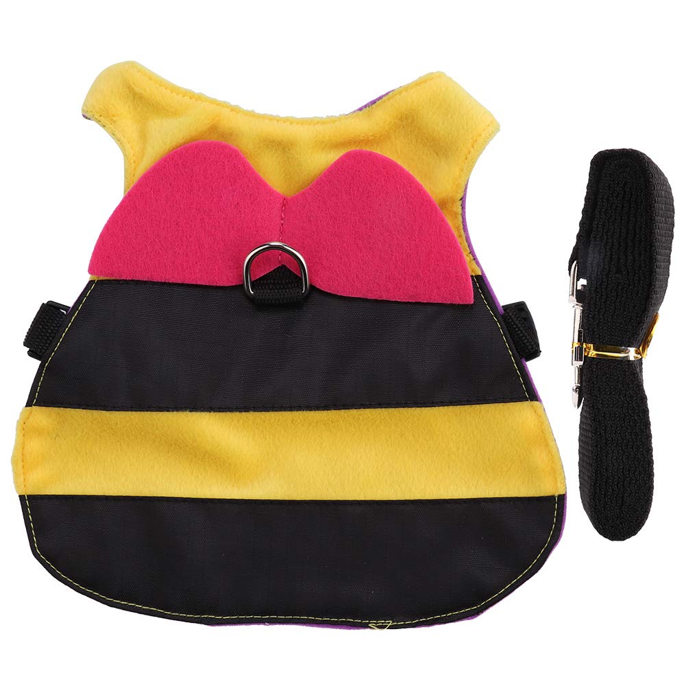 Pet Harness, Adjustable Cartoon Bee Shape Cat Rabbit Harness for Ferret Guinea Pig Bunny Hamster Puppy Kitten Clothes Accessory (S)