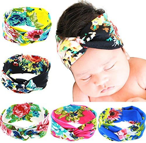 Iversan Baby Girl's Newest Turban Headbands Head Wrap Knotted Hair Band (AB07-5PCS)