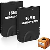 16MB(251 Blocks) High Speed Gamecube Memory Card 2Pcs, Game Memory Card Compatible for Nintendo Gamecube and Wii Console Accessory Kits (Black, 2Pack)