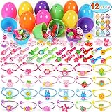 12 Pcs Filled Easter Eggs Prefilled Plastic Surprise Eggs Girl Dressing Up Accessories Easter Basket Stuffers Easter Theme Party Favor, Easter Eggs Hunt, Basket Stuffers Fillers, Classroom Prize Supplies