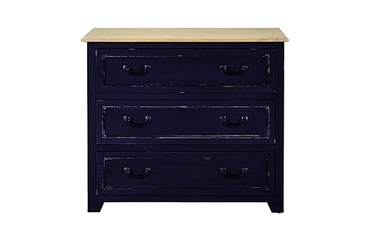 Aprodz Mango Wood Storage Cabinet Natal Chest of 3 Drawers Furniture for Living Room | Ebony