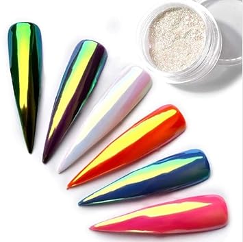 Amazon Com 1 Pc Neon Rainbow Colorful Nail Glitter Mirror