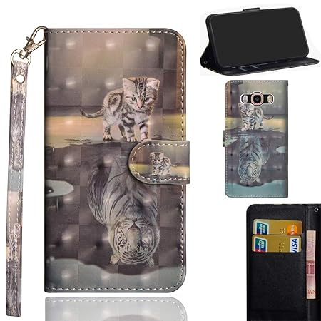 Ooboom Samsung Galaxy Grand Prime Hülle 3D Flip PU Leder Schutzhülle Handy Tasche Case Cover Ständer mit Trageschlaufe Magnet