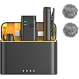 2 in 1 Professional Wireless Lavalier Microphone for Android, iPhone iPad with Charging Case Noise Cancellation Plug-Play Cli