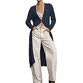 Cakulo Womens Cable Knit Long Cardigan Sweaters Open Front Fall Maxi Cardigans Sweater Coat Blue S