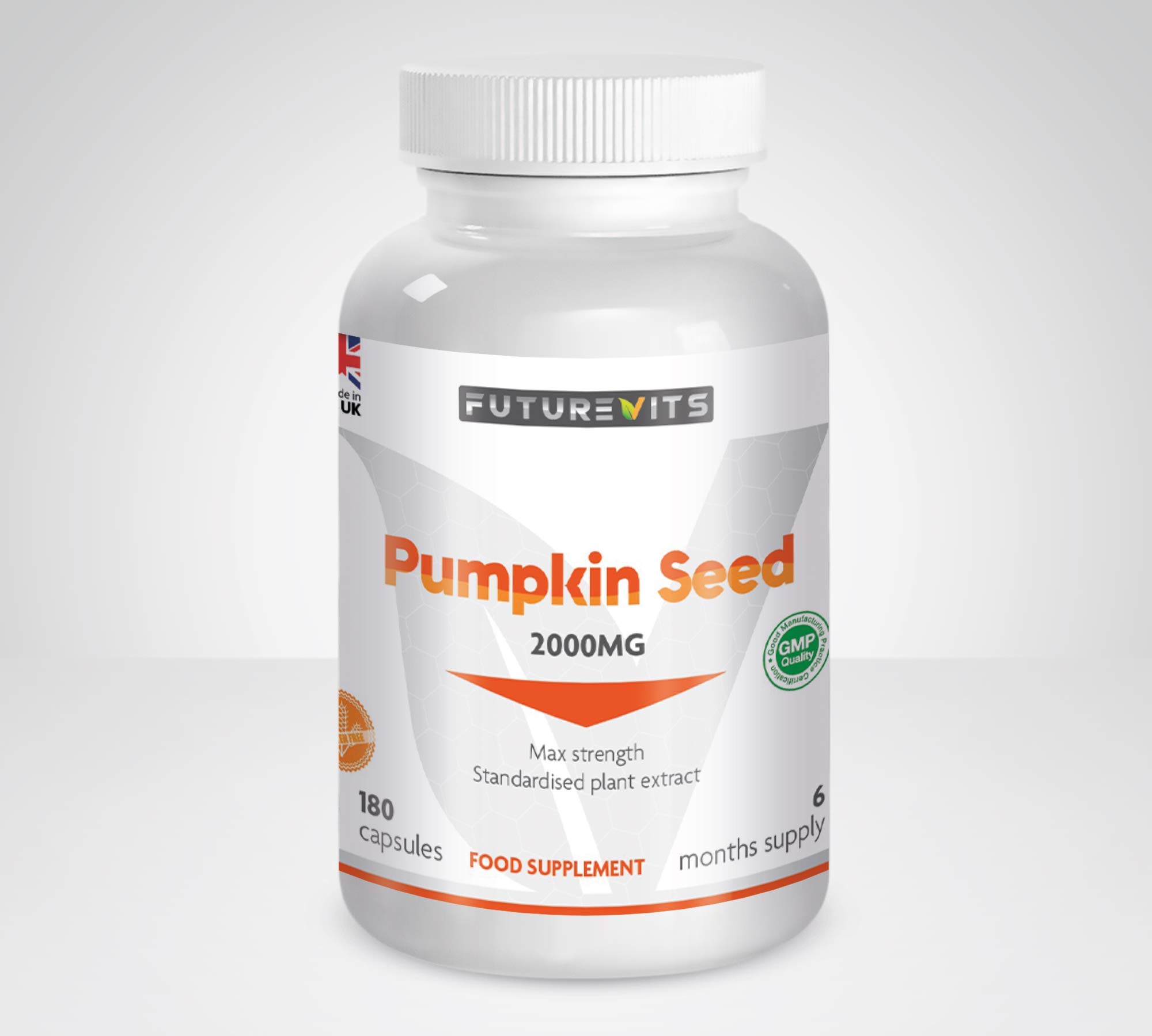 Pumpkin Seed Oil Capsules 2000mg 180 Softgels 6 Months Supply Made in UK Futurevits