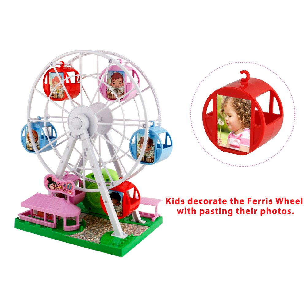 Ferris Wheel Music box toy, mini with 6 Spring Rotating Cabins, for Kids, Children, Boys, Girls, Babies and Infants over 36 Months